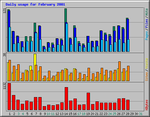 Daily usage for February 2001